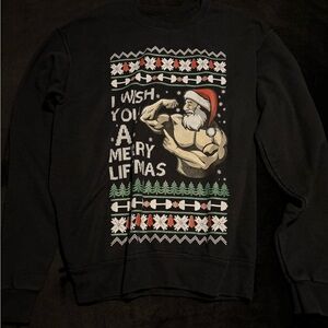 Black gym Christmas Sweater with Santa Design